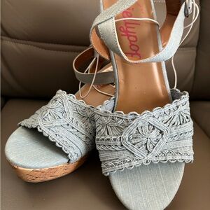 Jellypop Denim Blue Wedge Sandals